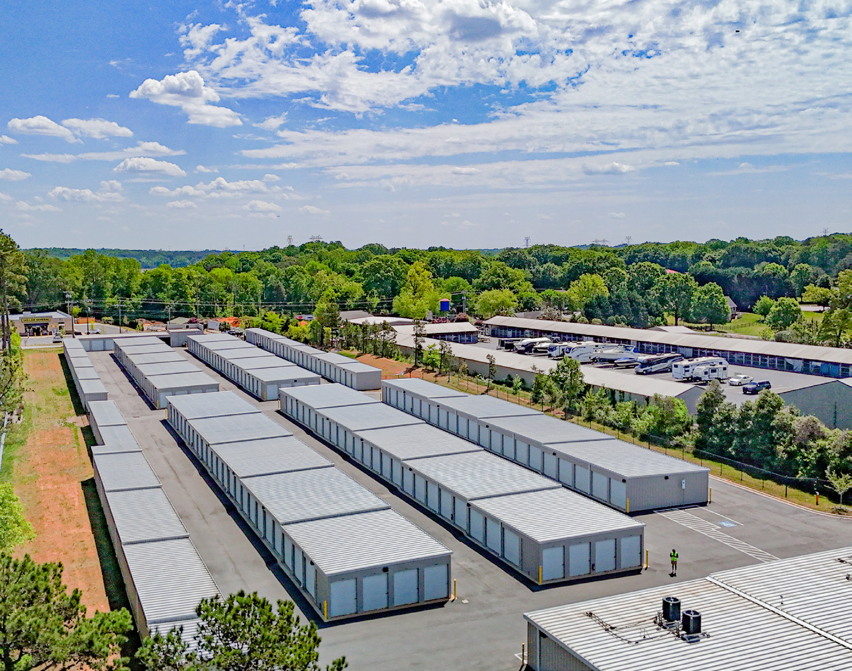 Drive-up storage units at the CubeSmart Belmont property